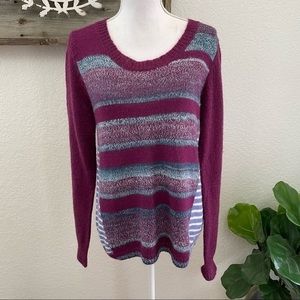 Prana purple striped wool blend pullover sweater size‎ XL NWT